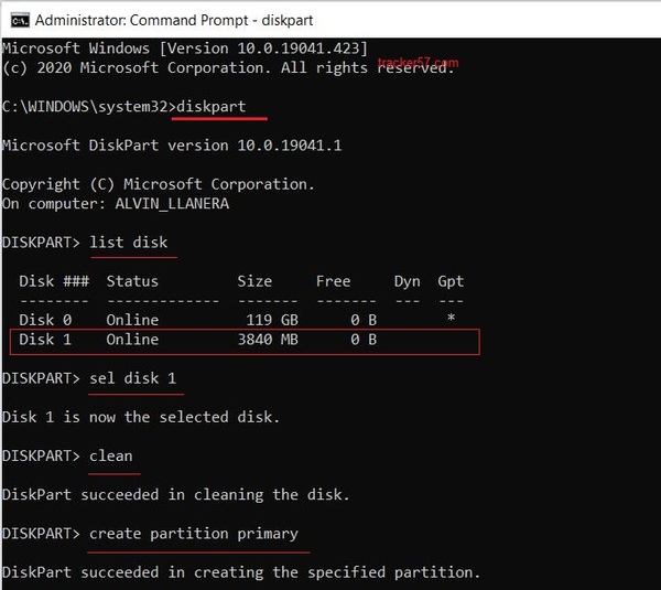diskpart bootable disk
