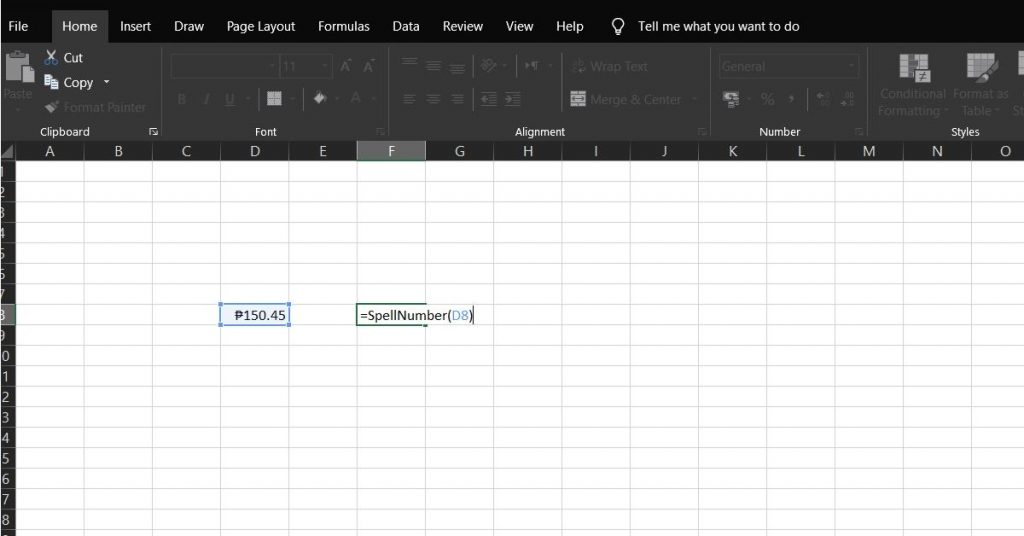 Convert Peso number into words in Excel
